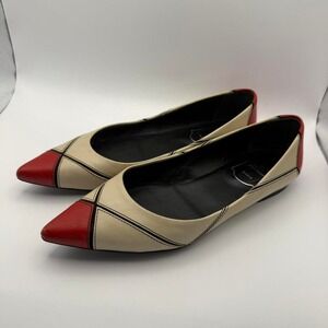 VTG  Roger Vivier Prism Red and White Colorblock Pointed Toe Flats Size 6